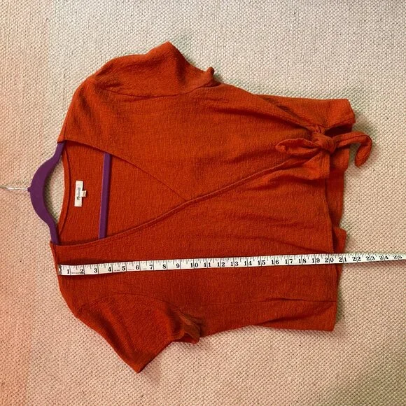 Madewell Orange Wrap Crop Top 100% Cotton L - Picture 6 of 6